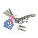 Brici metalic pentru tuns sau barbierit cu lama clasica Argintiu BRC05 + 5 Lame